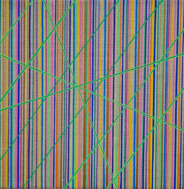 Coloured lines 2.2 lila 2026, 25x25, Acryl-Acrylstifte auf Leinwand, € 250